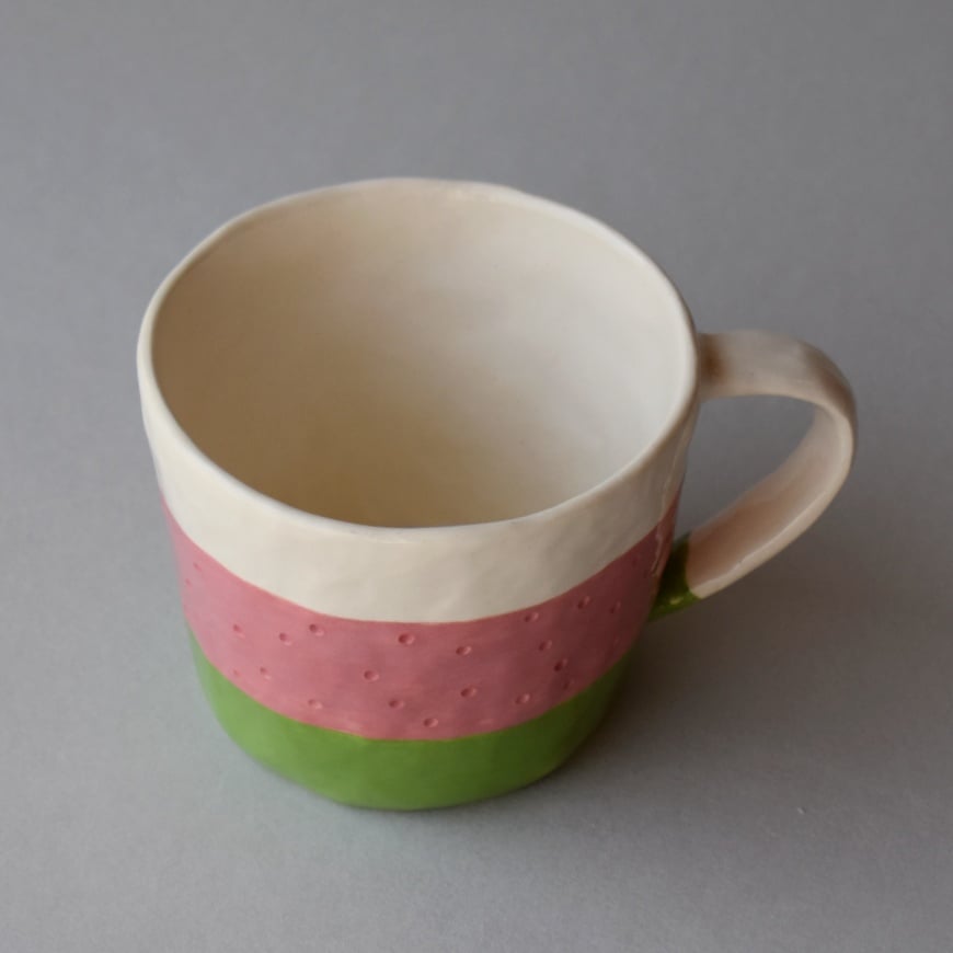 Image of Green and Pink Dimple Mug