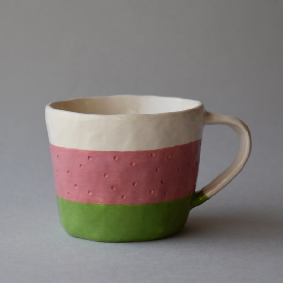 Image of Green and Pink Dimple Mug