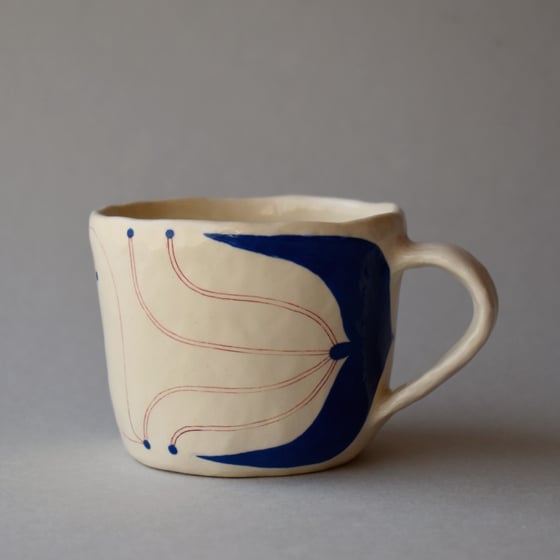 Image of Blue Abstract Plant Mug 