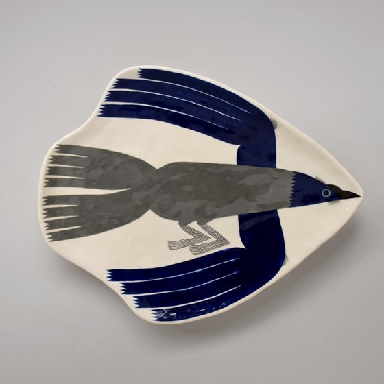 Image of Dark Teal and Gray Crow Plate