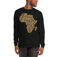 Image 2 of Africa Map Pattern Pan African Men’s Long Sleeve Shirt