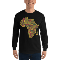Image 3 of Africa Map Pattern Pan African Men’s Long Sleeve Shirt