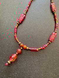 Image 1 of Crimson Flower Etched Necklace