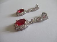 Image 4 of Kate Middleton Princess of Wales Inspired Replikate Oval Ruby Red Crystal Earrings & Necklace Set  