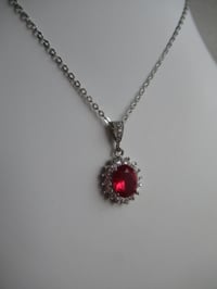 Image 7 of Kate Middleton Princess of Wales Inspired Replikate Oval Ruby Red Crystal Earrings & Necklace Set  