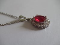 Image 8 of Kate Middleton Princess of Wales Inspired Replikate Oval Ruby Red Crystal Earrings & Necklace Set  