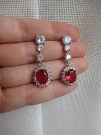 Image 5 of Kate Middleton Princess of Wales Inspired Replikate Oval Ruby Red Crystal Earrings & Necklace Set  