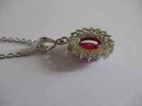 Image 9 of Kate Middleton Princess of Wales Inspired Replikate Oval Ruby Red Crystal Earrings & Necklace Set  