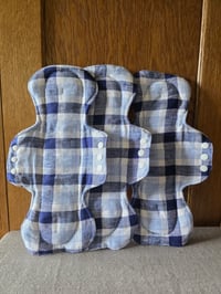 Image 2 of Linen Heavy Absorbency Pad Set of 3 - Blue Plaid