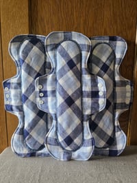 Image 1 of Linen Heavy Absorbency Pad Set of 3 - Blue Plaid