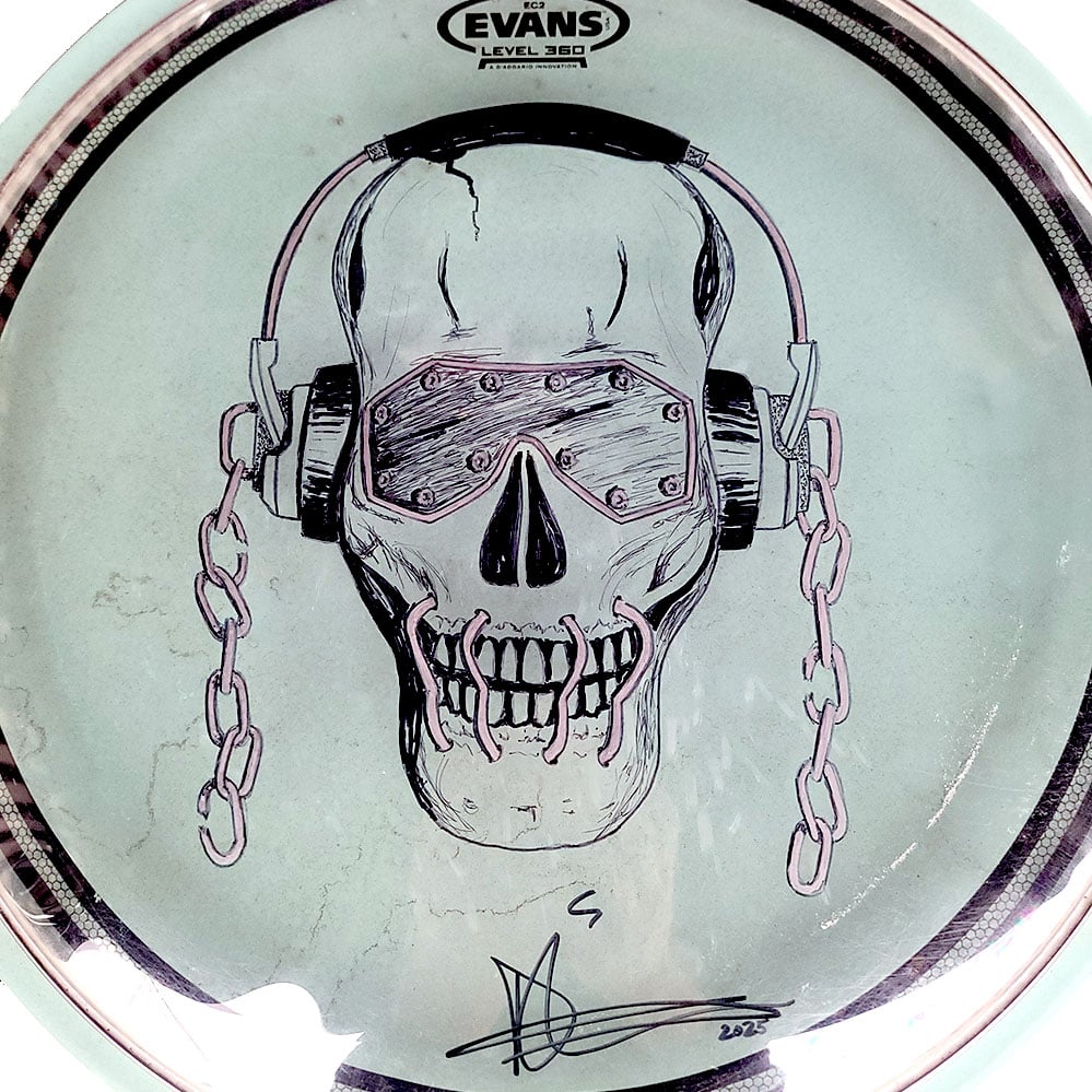 Image of Megadeth Vic 16" Drumhead - illustrated and signed by Dirk 