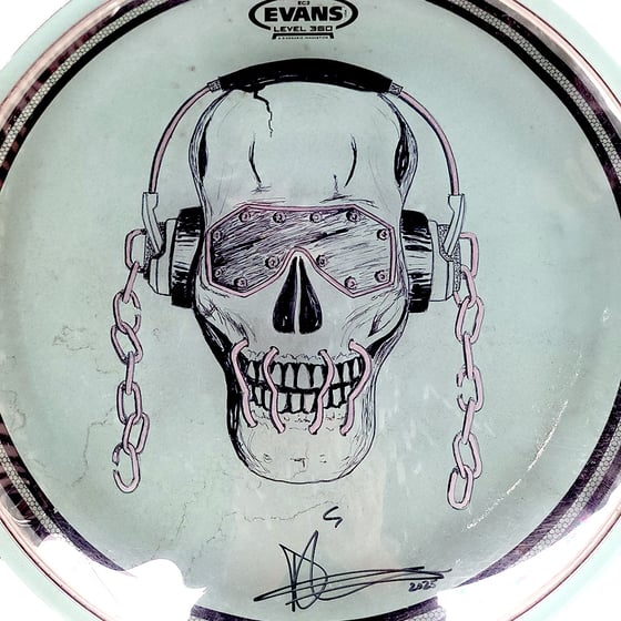 Image of Megadeth Vic 16" Drumhead - illustrated and signed by Dirk 