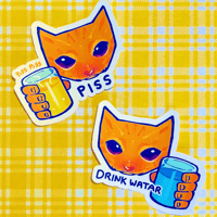 Image 1 of Cat Stickers - Drink Watar or ... ?
