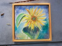 Image 3 of "Morgan Sunflower " Original Watercolor and Mixed Media Painting by Sandy Tyler 