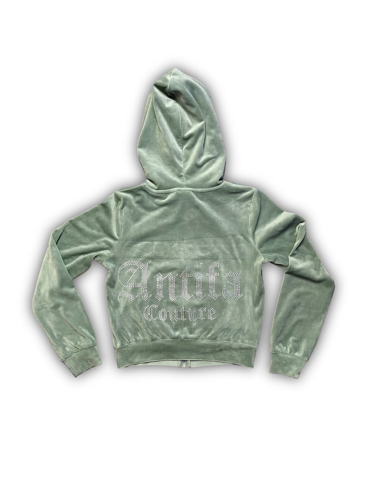 Image of Sage Green Velour Jacket (S) - Antifa couture (JA16)