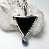 Image 2 of Black Onyx and Kyanite Sterling Silver Pendant