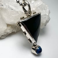 Image 3 of Black Onyx and Kyanite Sterling Silver Pendant