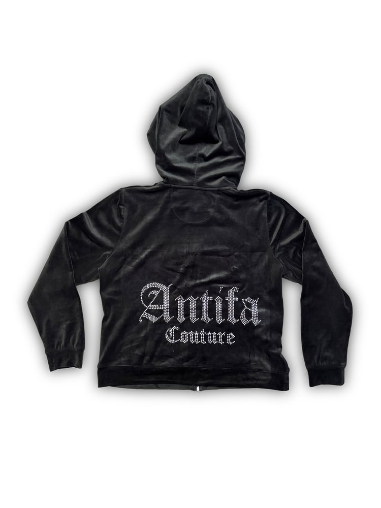 Image of Black Velour Jacket (L) - Antifa Couture (JA18)