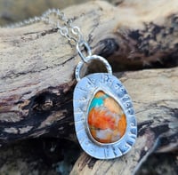Image 1 of Spiny Oyster Turquoise Sterling Silver Necklace 
