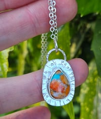 Image 3 of Spiny Oyster Turquoise Sterling Silver Necklace 