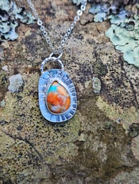 Image 4 of Spiny Oyster Turquoise Sterling Silver Necklace 