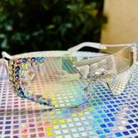 Image 1 of Galactic Prism Visor — Reflective Lens Crystal Shield Sunglasses
