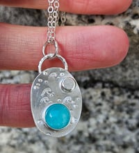 Image 3 of Sterling Silver Sea Wave Amazonite Gemstone Necklace 