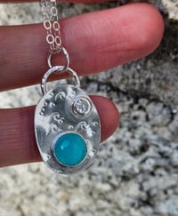 Image 5 of Sterling Silver Sea Wave Amazonite Gemstone Necklace 
