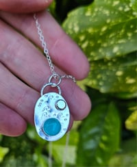 Image 2 of Sterling Silver Sea Wave Amazonite Gemstone Necklace 