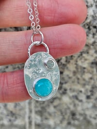 Image 1 of Sterling Silver Sea Wave Amazonite Gemstone Necklace 