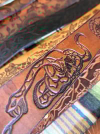 Image 2 of Original Dave Mann/ Tom Fugle Skull & Serpent Leather Belt