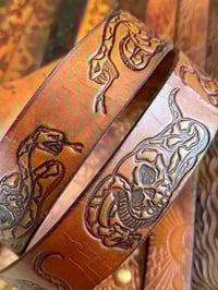 Image 3 of Original Dave Mann/ Tom Fugle Skull & Serpent Leather Belt