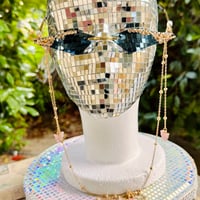 Image 5 of Crystal Wing Sunglasses with Rose Butterfly Chain—“Champagne Spell”