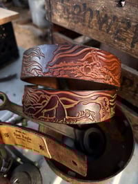 Image 4 of Original Tom Fugle Lovers & Sunset by Dave Mann Leather Belt