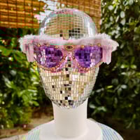 Image 4 of Fuzzy Amethyst Crystal Sunglasses with Evil Eye Detail—“Cosmic Candy Seer”