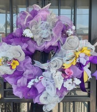 Purple Floral & Deco Mesh Wreath