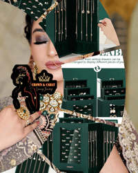 Forest Green Luxury Jewelry Organizer with Clear Window 