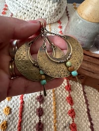 Image 3 of Alheri earrings. Turquoise and brass