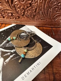 Image 2 of Alheri earrings. Turquoise and brass