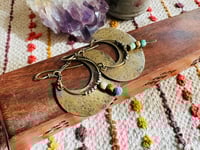Image 4 of Alheri earrings. Turquoise and brass