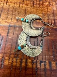 Image 13 of Alheri earrings. Turquoise and brass