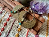 Image 19 of Alheri earrings. Turquoise and brass
