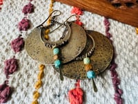 Image 20 of Alheri earrings. Turquoise and brass