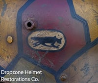 Image 5 of Replica WWI German M-1916 Helmet and Leather Liner. Camouflage pattern & Machine Gun Unit. 