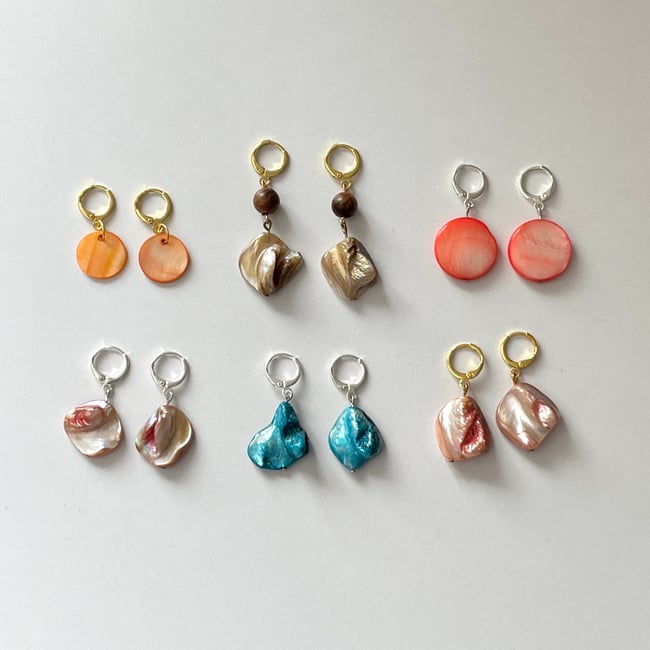 agate stone huggie hoop earrings