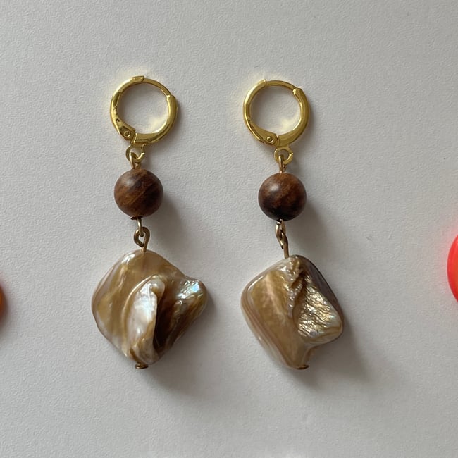 agate stone huggie hoop earrings