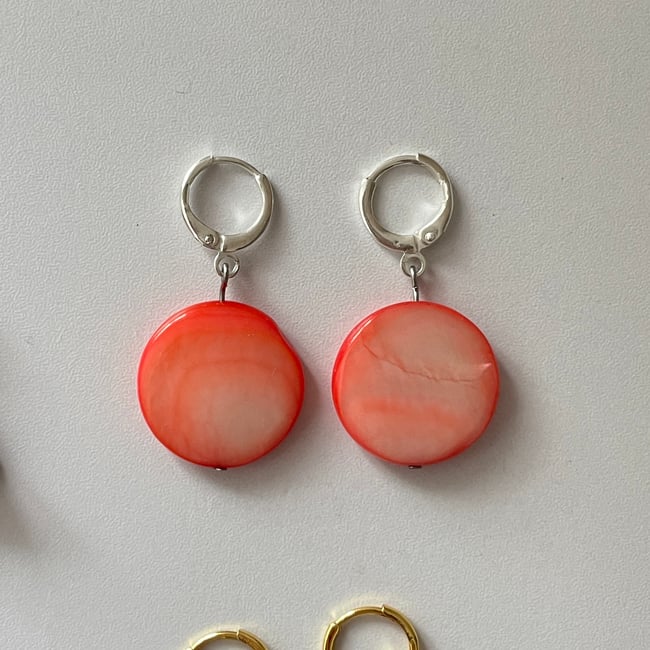 agate stone huggie hoop earrings