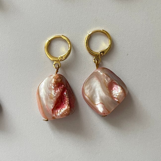 agate stone huggie hoop earrings