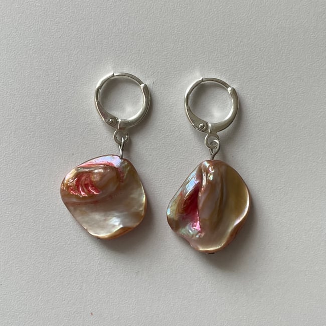 agate stone huggie hoop earrings