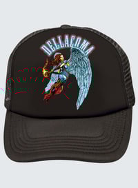 Dellacoma NEW Blue Logo BLACK TRUCKERS HAT